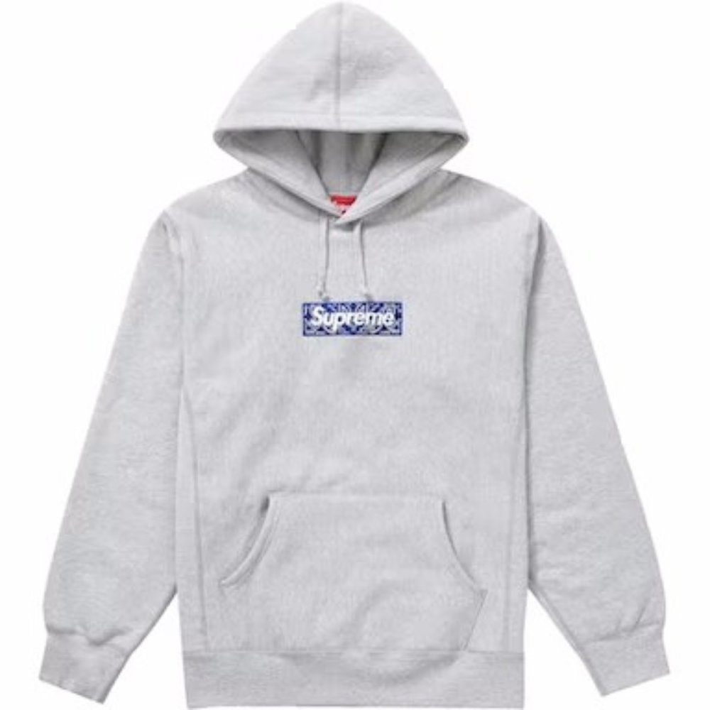 Supreme 2019 Bandana Hoodie Size M Grey Box Logo Hooded Sweatshirt - Picture 1 of 1